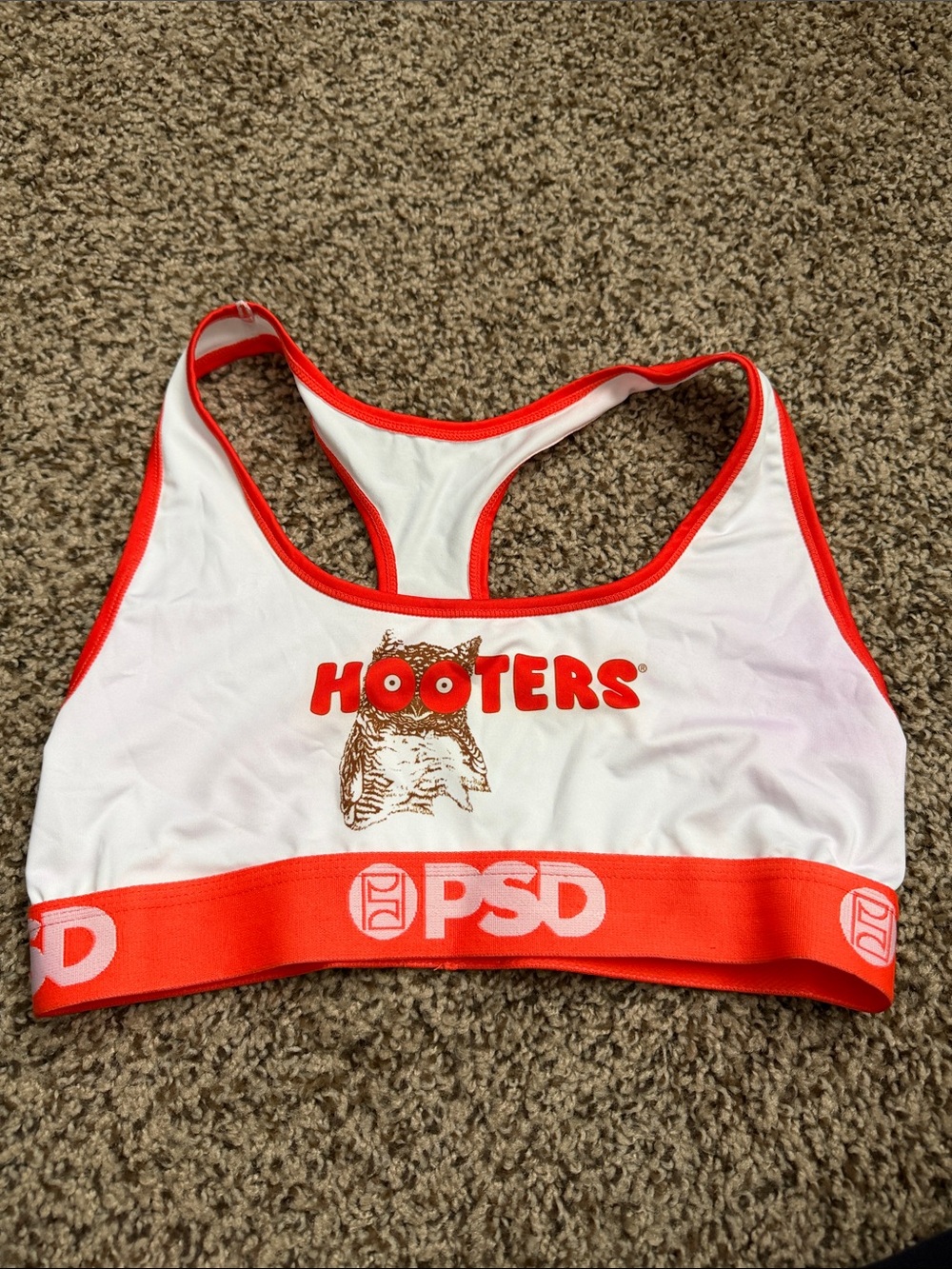 Hooters White and Red PSD Racerback Sports Bra